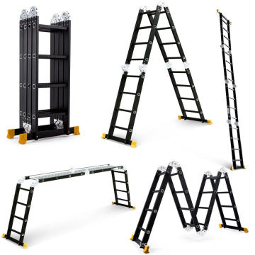 4.7m 15.5FT Aluminium Multipurpose Ladder Telescoping Folding Extension Platform Schwarz